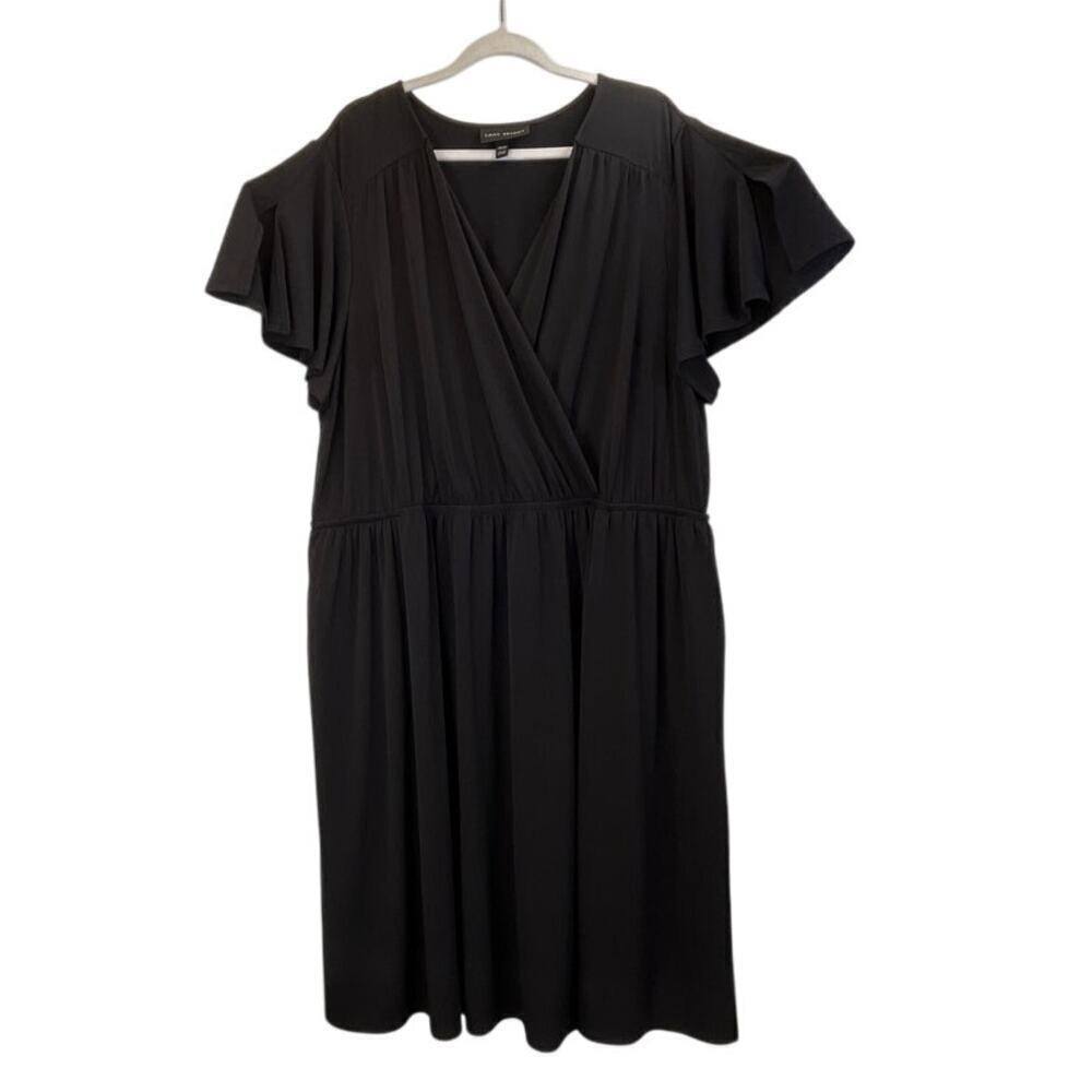 Lane Bryant Womens Black 26/28 Pullover V Neck Pockets Office Wear Dress